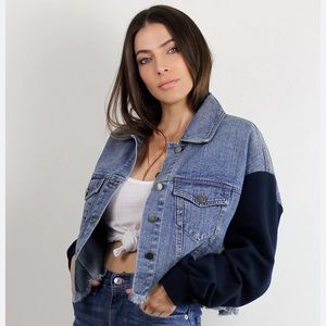 Mod Ref Cropped Denim Jacket w/ Sweatshirt Sleeves